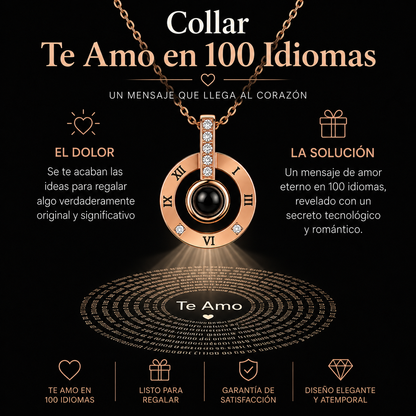 COLLAR TE AMO EN 100 IDIOMAS CON CAJA DECORTIVA